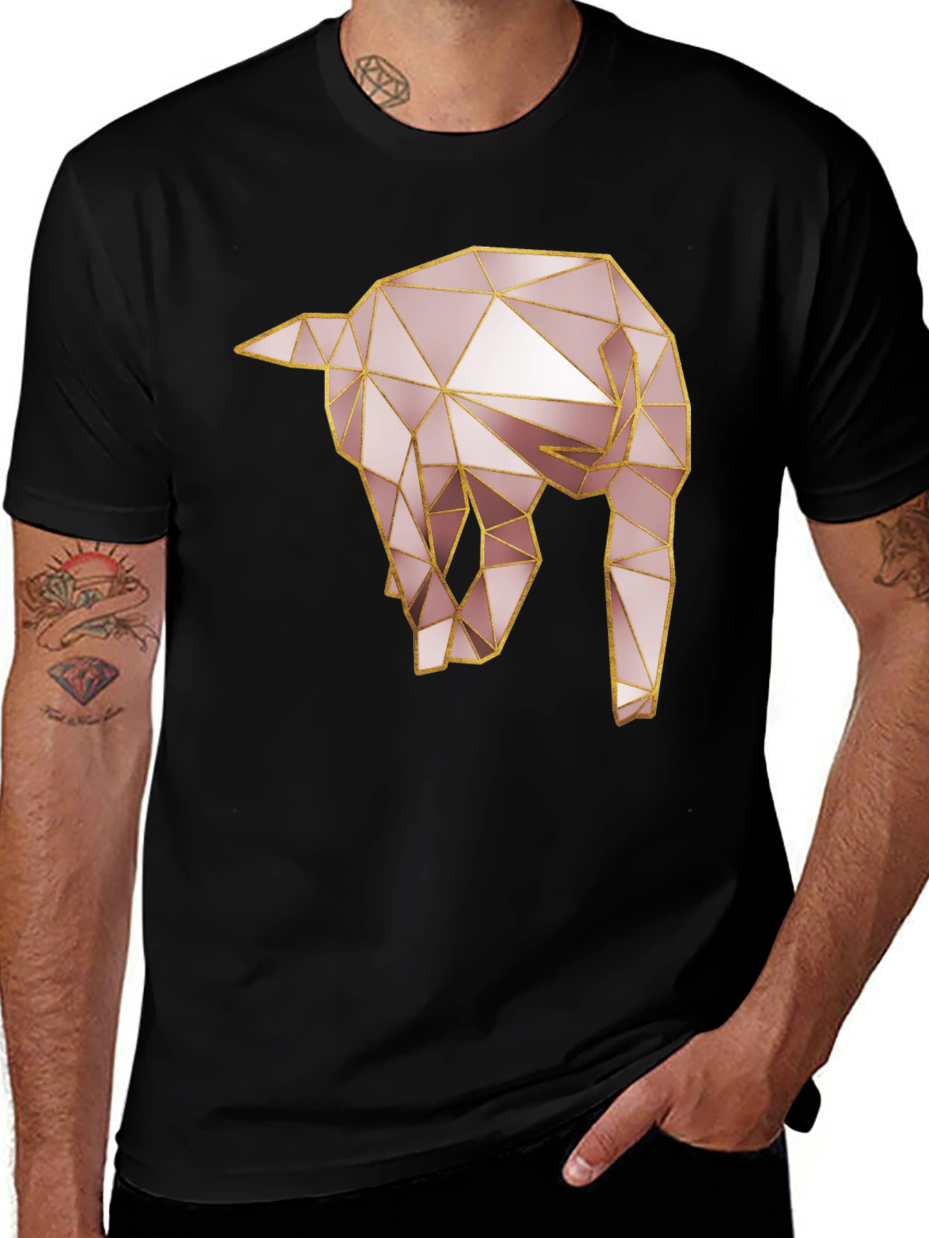 Variant 27 of Geometric Elephant Tee - Modern Animal Design