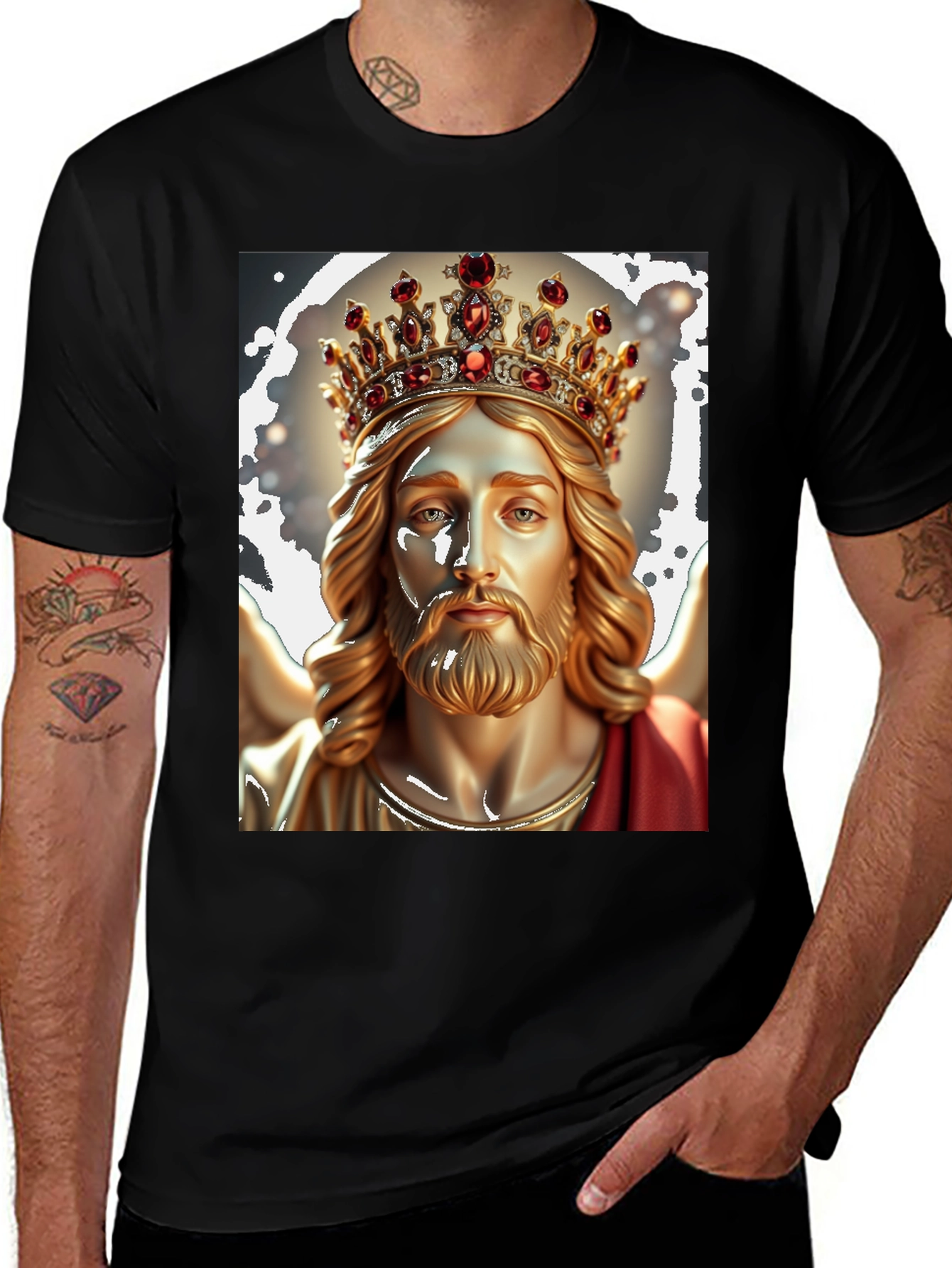 Jesus Christ King Graphic Tee - Black Cotton T-Shirt