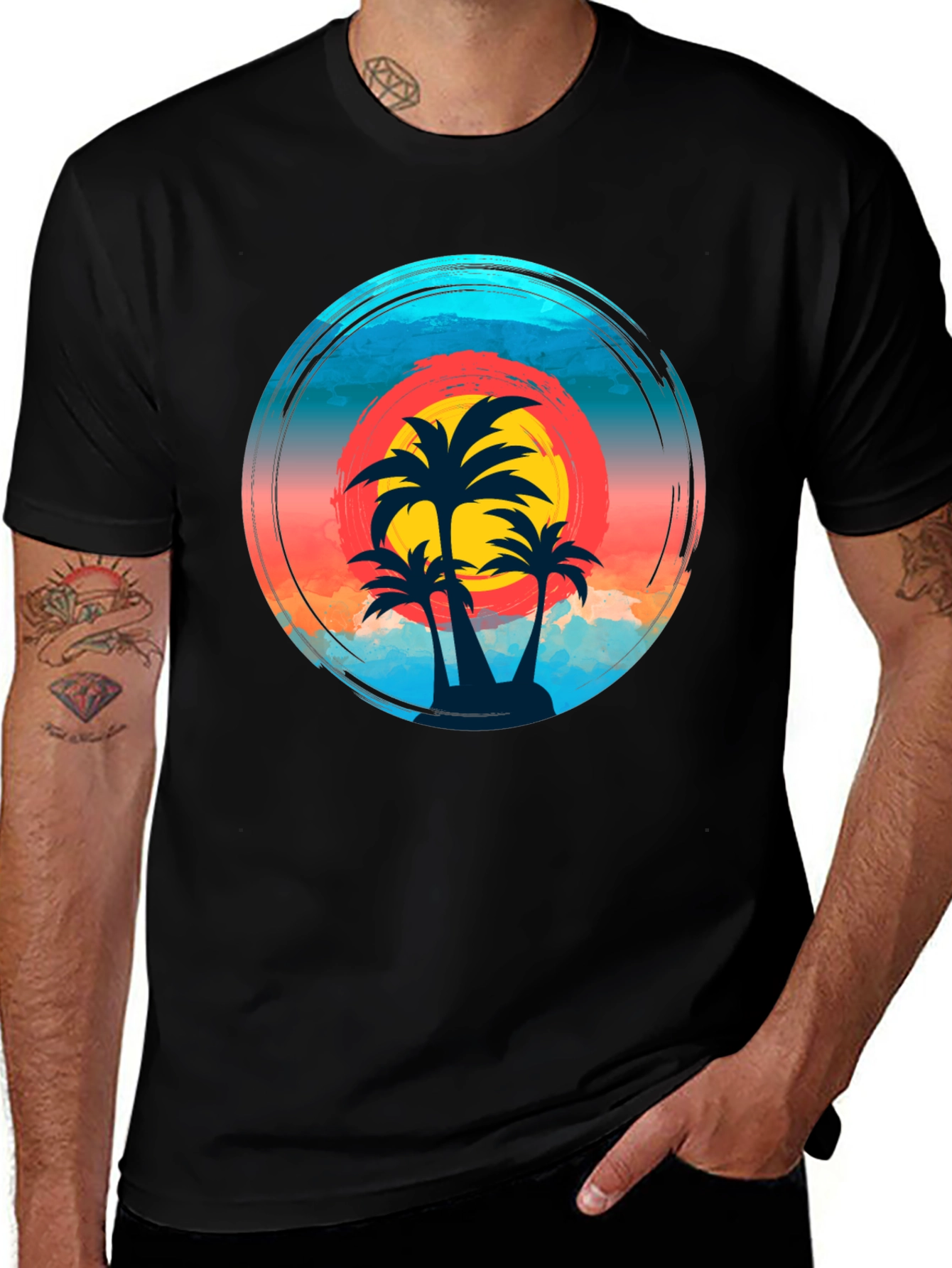 Variant 25 of Tropical Sunset Palm Tree Graphic T-Shirt