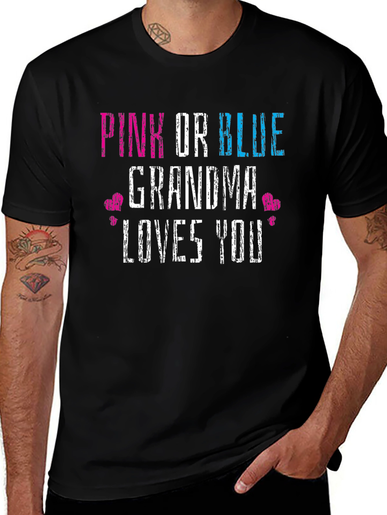 Variant 23 of Pink or Blue Grandma Loves You Gender Reveal T-Shirt