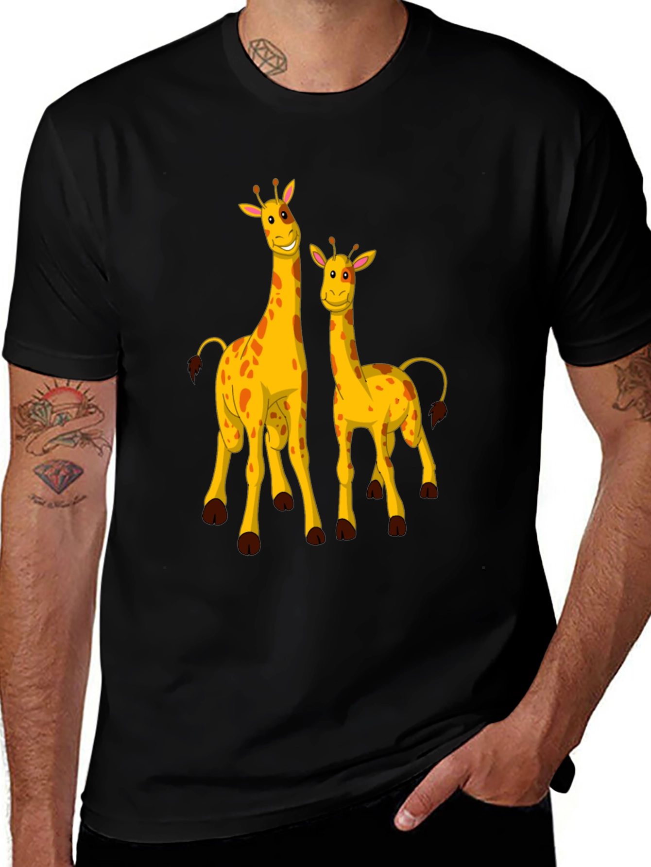 Variant 24 of Giraffe Graphic Black T-Shirt
