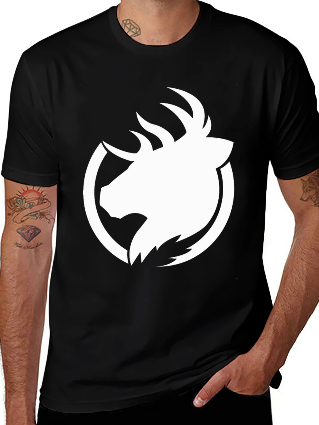 Elk Head Graphic Black T-Shirt