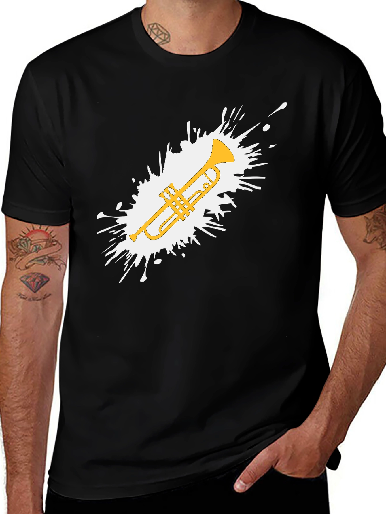 Trumpet Splash Graphic T-Shirt - Music Lover's Tee