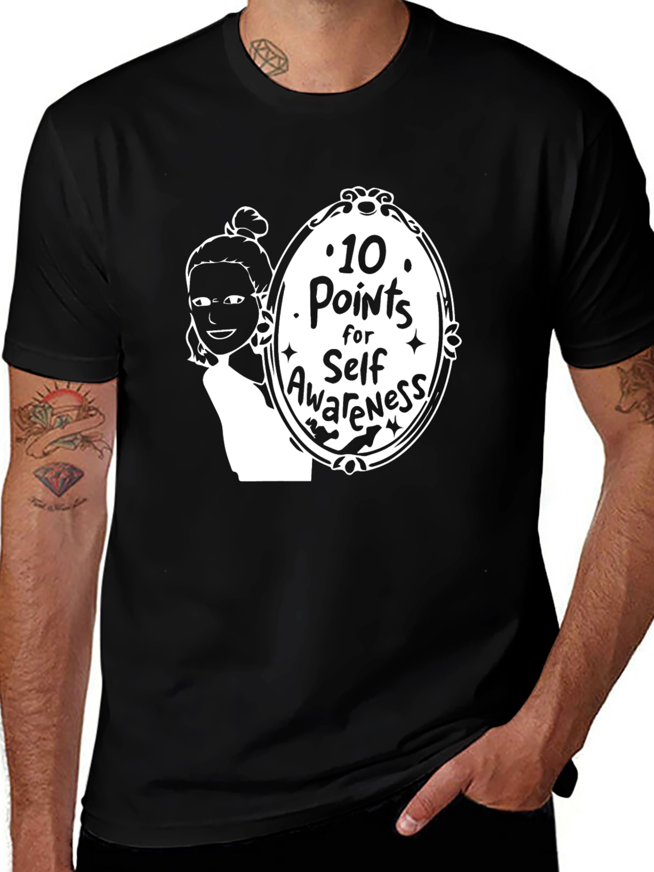 Variant 17 of 10 Points for Self-Awareness Black Graphic Tee