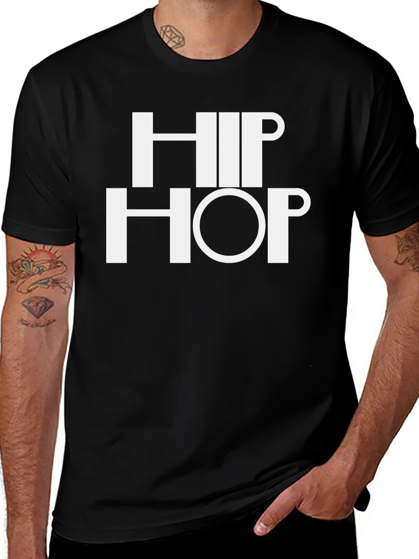 Variant 24 of Hip Hop Graphic Black T-Shirt