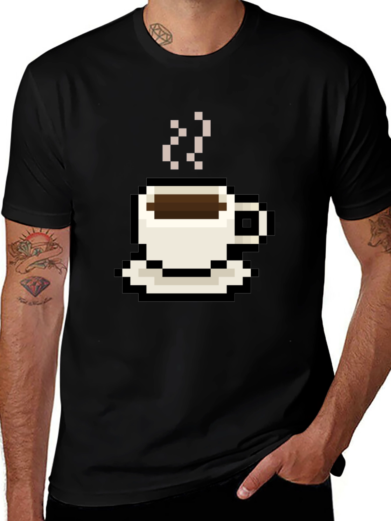 Variant 12 of Pixel Coffee T-Shirt - Retro Gamer Style