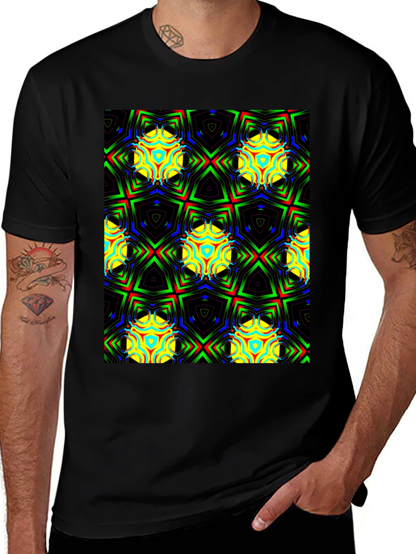Variant 24 of Kaleidoscope Pattern Graphic Tee - Bold Abstract Design