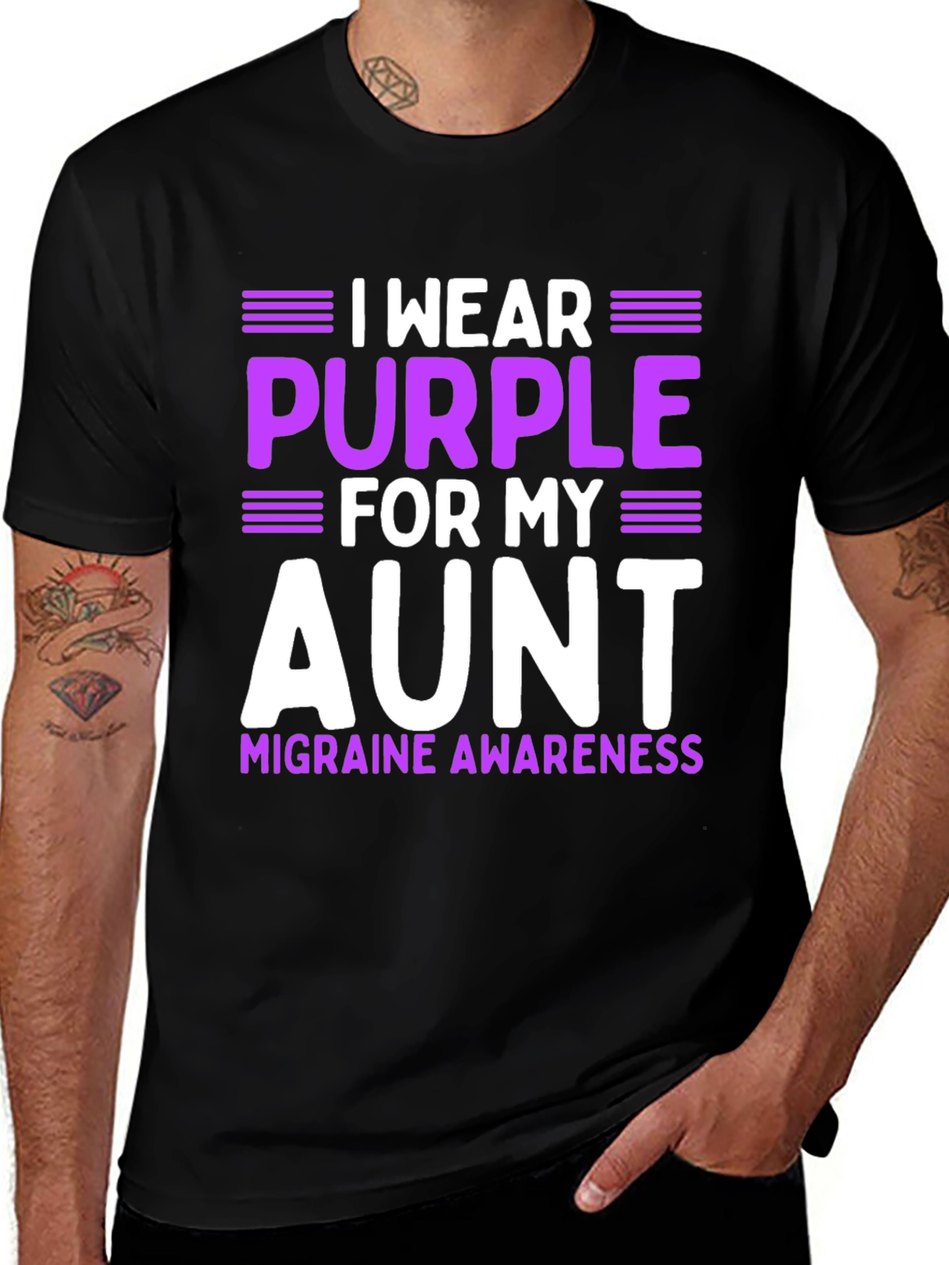 I Wear Purple For My Aunt Migraine Awareness T-Shirt