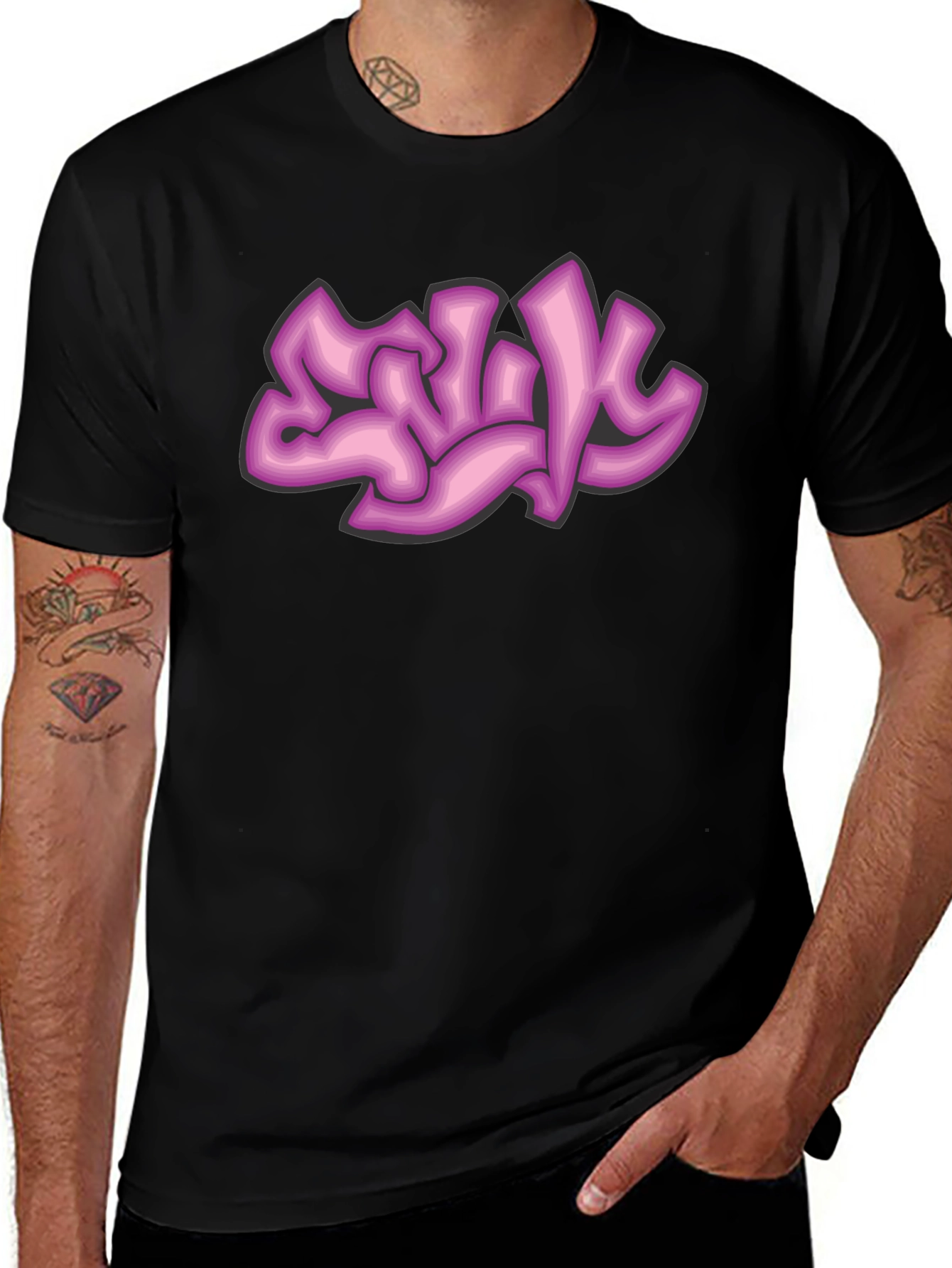 Variant 20 of Graffiti Style Graphic Tee - Black Cotton Comfort