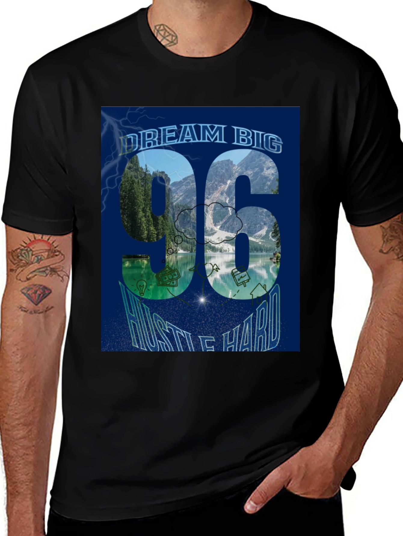 Variant 5 of Dream Big 96 Hustle Hard Graphic T-Shirt