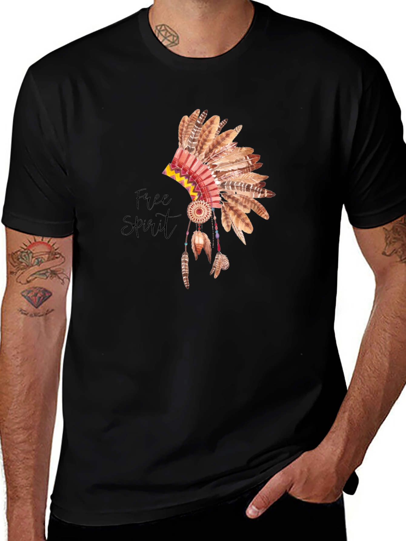 Variant 2 of Men's Free Spirit Feather Headdress Graphic Tee