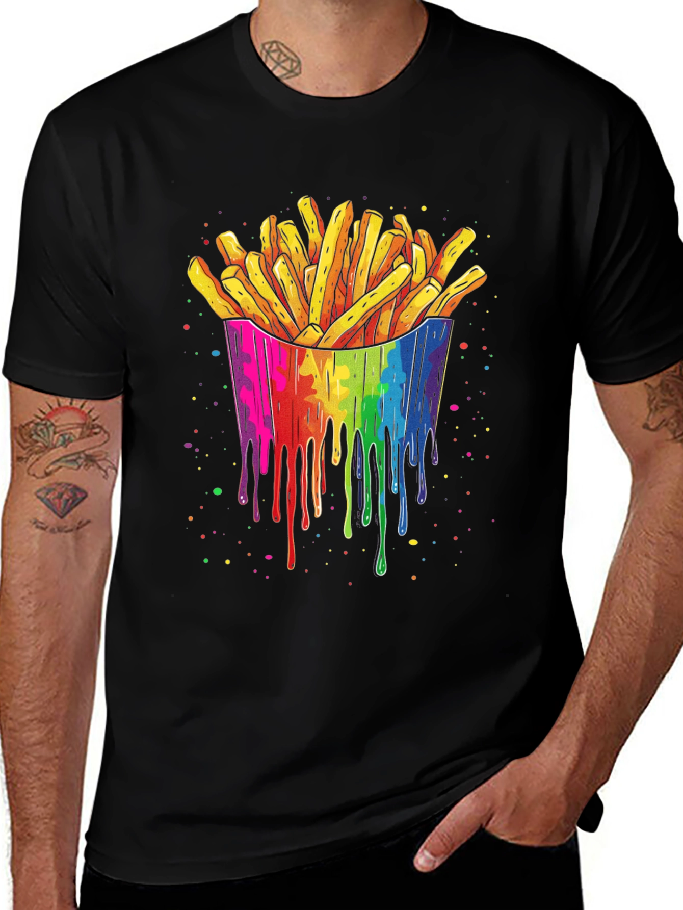 Variant 2 of Rainbow Fries Graphic Tee - Unisex Black T-Shirt