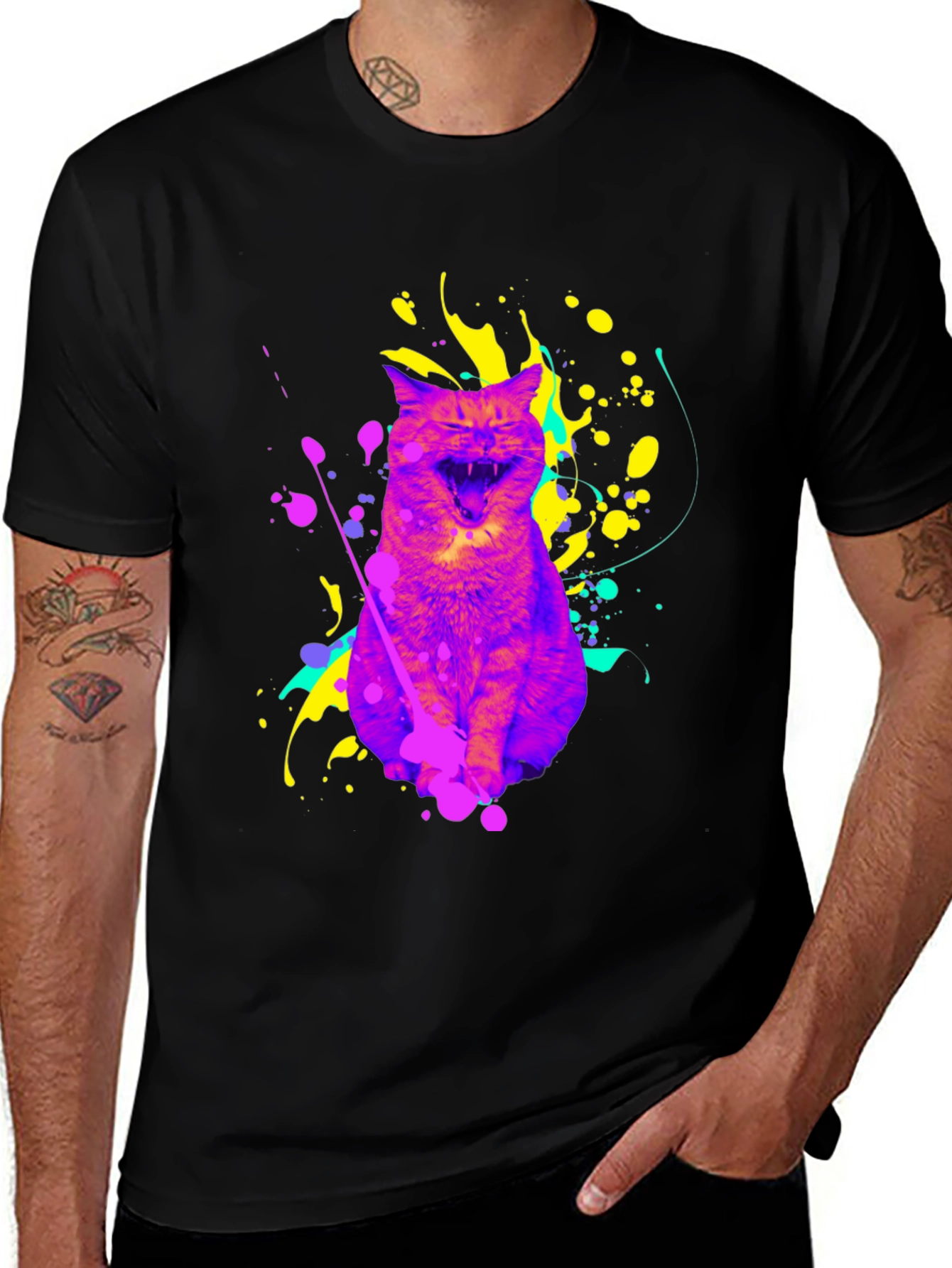 Variant 10 of Colorful Cat Graphic T-Shirt
