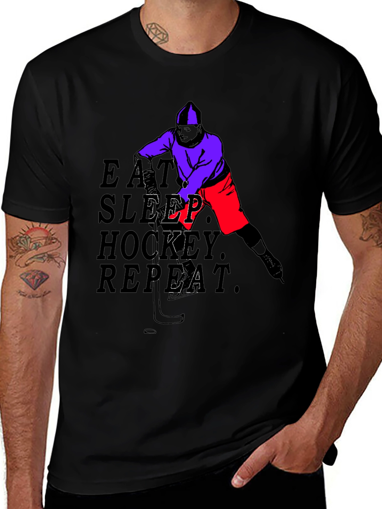 Variant 18 of Eat Sleep Hockey Repeat Graphic Tee
