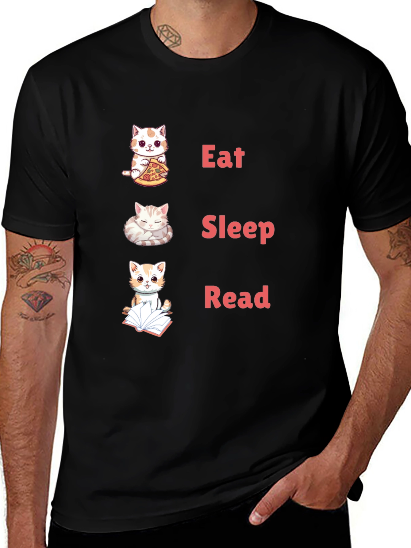 Variant 2 of Eat Sleep Read Cat Graphic T-Shirt