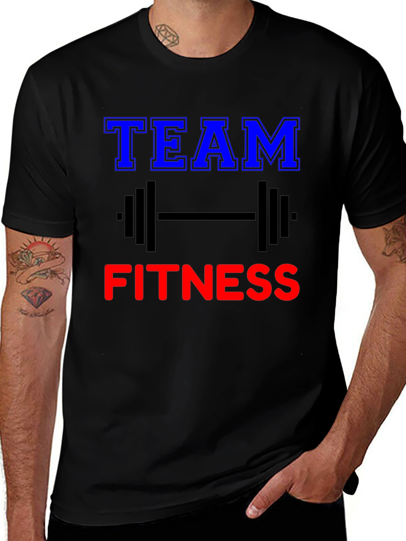 Black Team Fitness Graphic Tee - Gym Workout Shirt main image