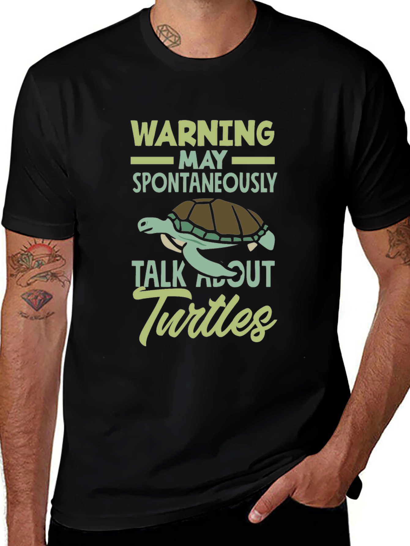 Variant 9 of Warning May Spontaneously Talk About Turtles T-Shirt