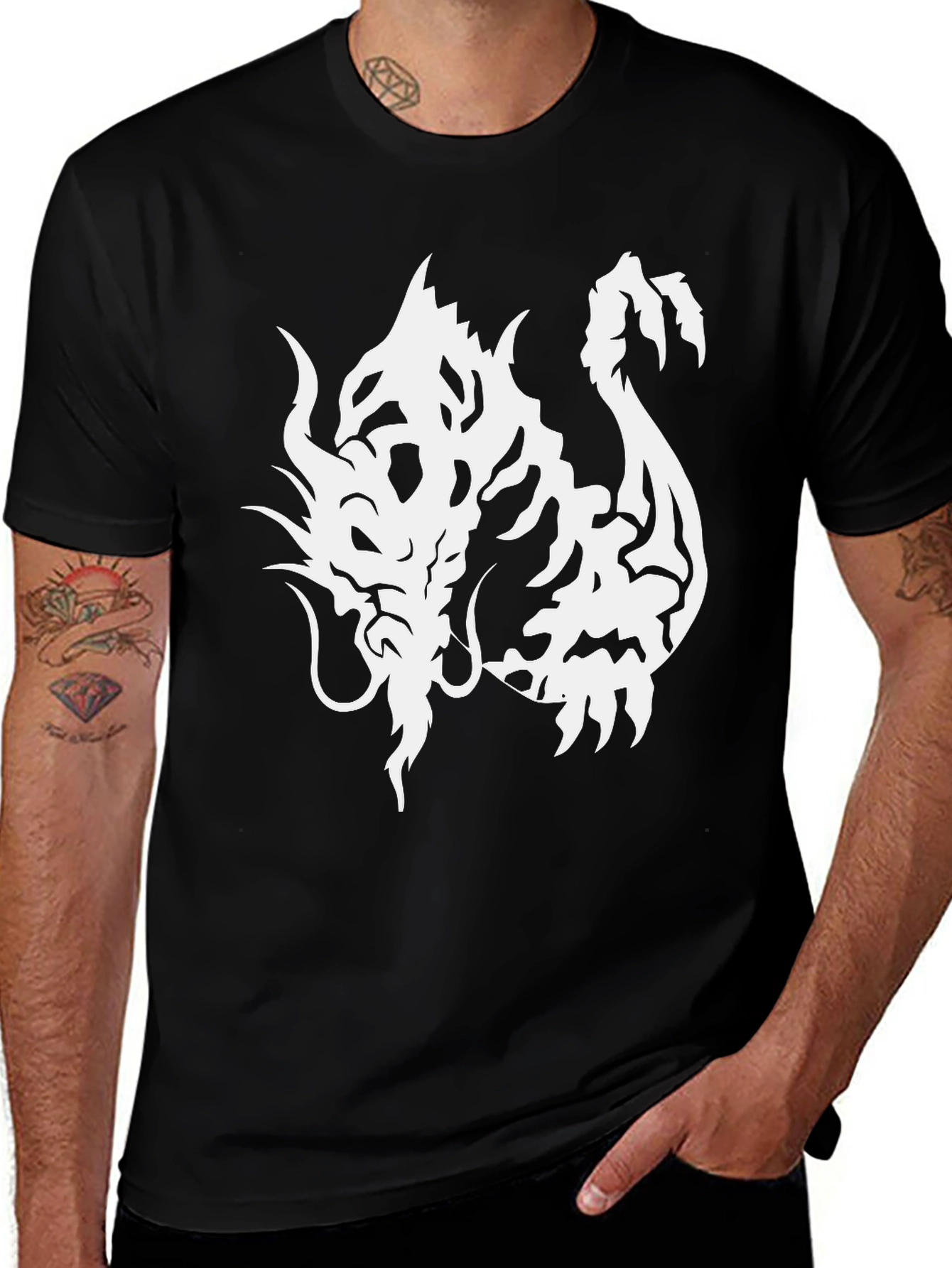 Variant 28 of Dragon Graphic Black T-Shirt - Urban Style