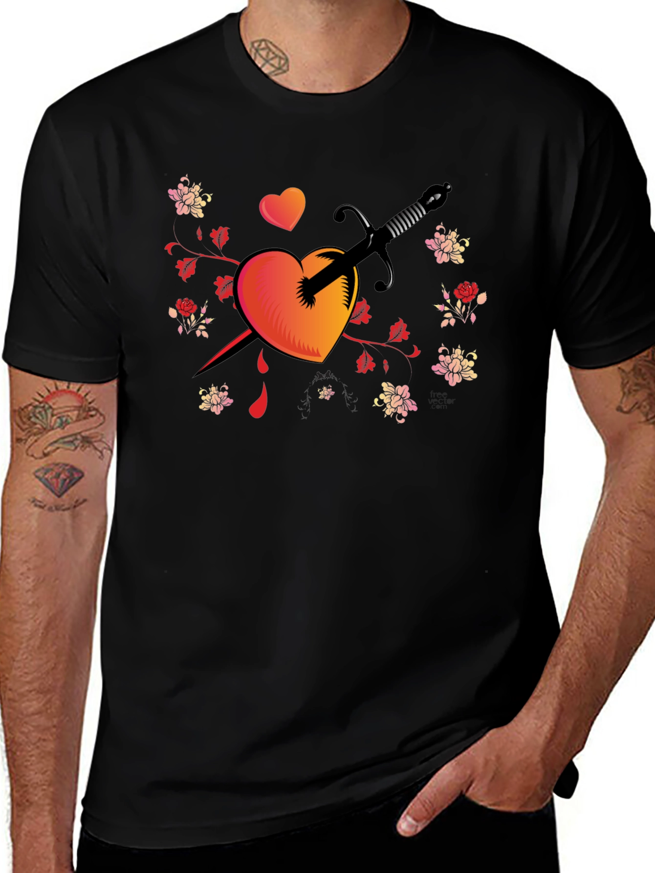 Variant 28 of Heart Dagger Graphic Tee