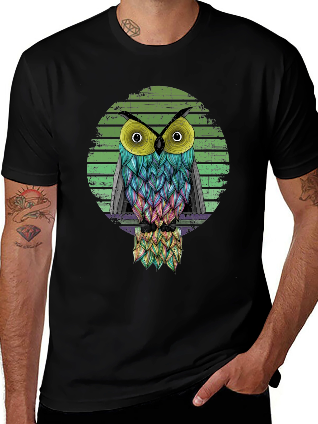Cool Owl Graphic Black T-Shirt