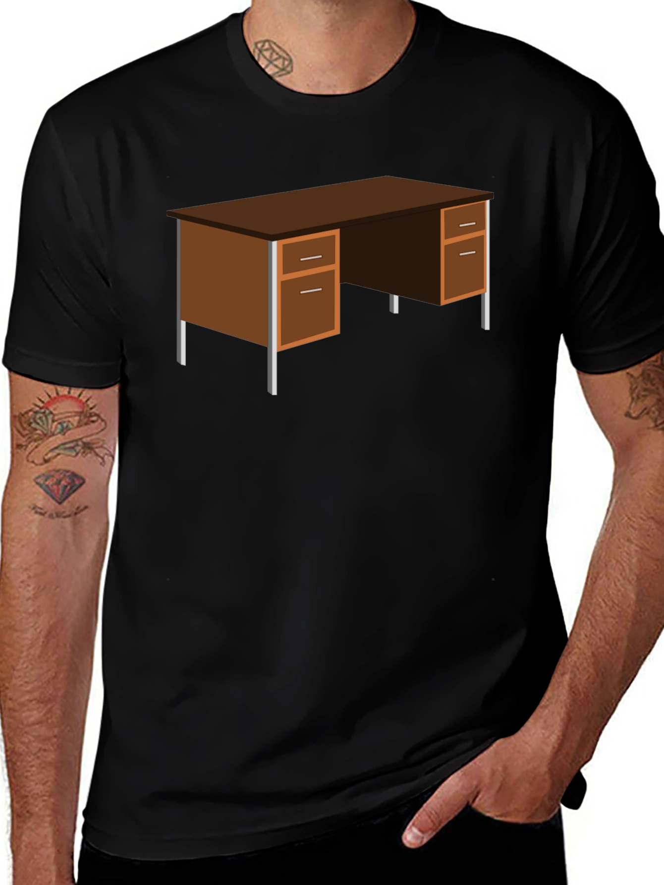 Variant 14 of Office Desk Graphic T-Shirt - Black