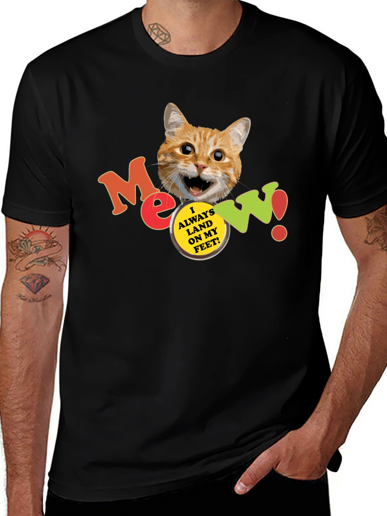 Variant 7 of Meow! Cat Tee - Always Lands on Its Feet