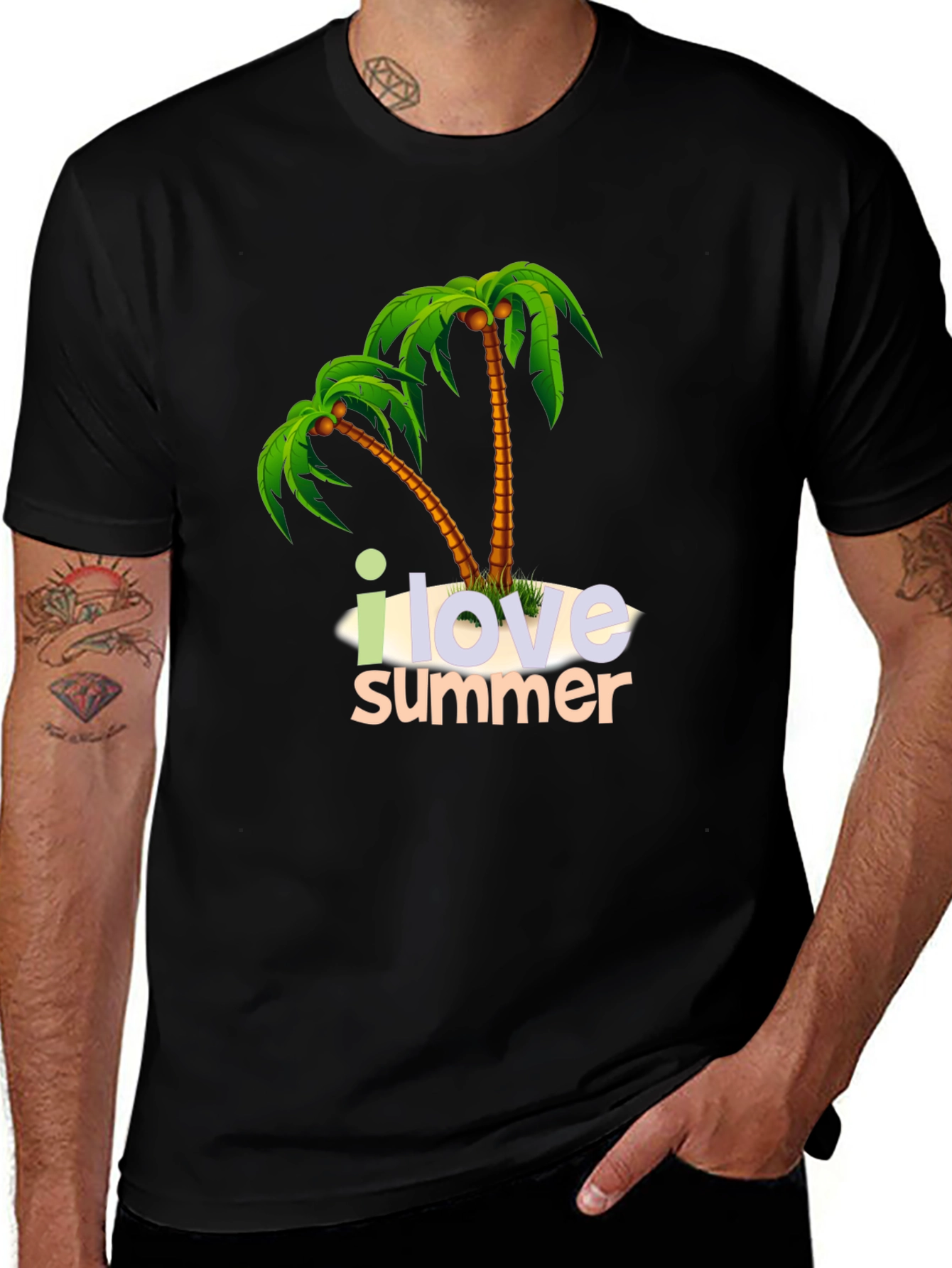 Variant 14 of I Love Summer Palm Tree Graphic Tee