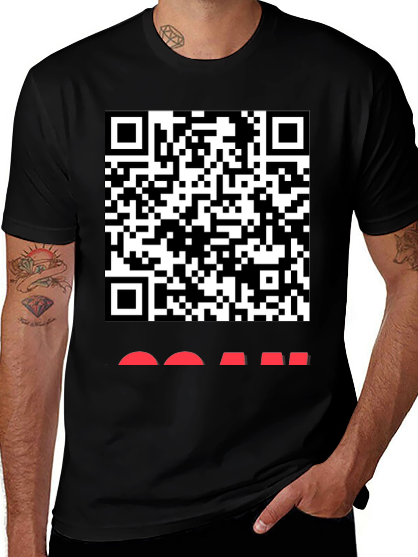 QR Code Graphic Black Tee - Scan for Fun!