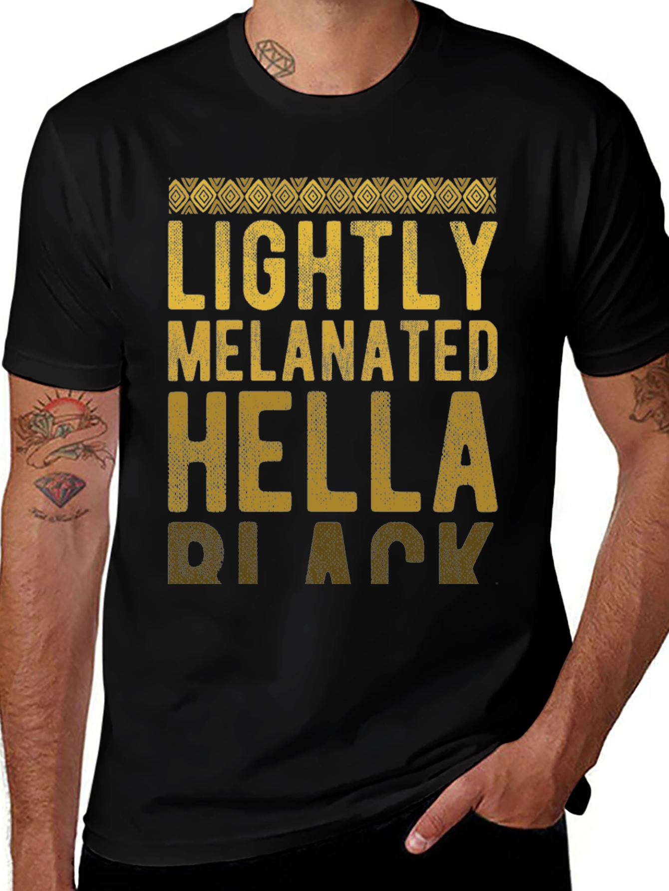 Variant 23 of Lightly Melanated Hella Black Graphic Tee