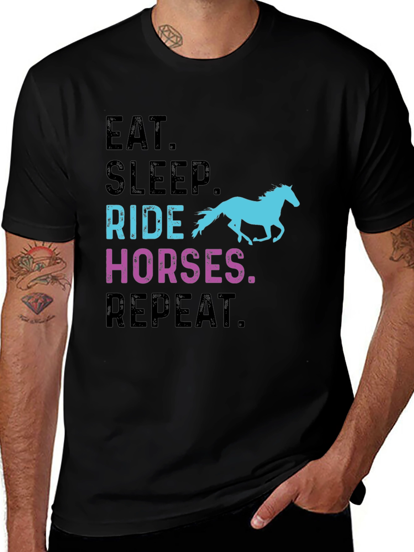 Variant 27 of Eat Sleep Ride Horses Repeat T-Shirt