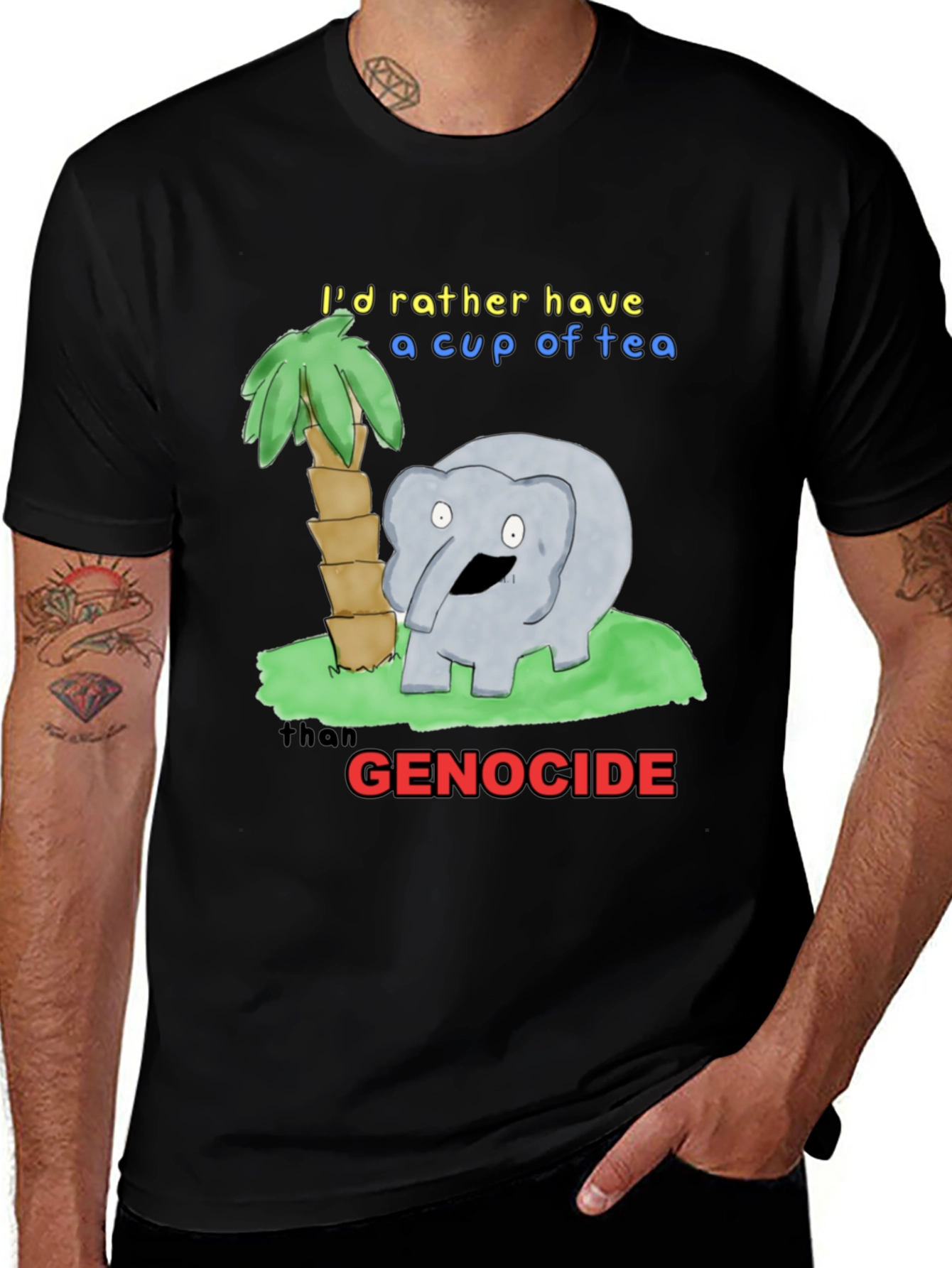 Variant 4 of Humorous Tea Lover T-Shirt - Anti-Genocide Graphic Tee