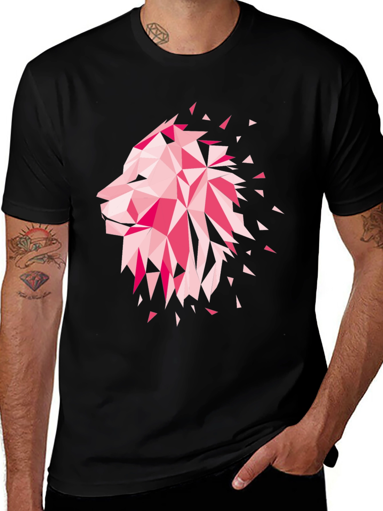 Variant 13 of Geometric Lion Graphic Tee - Modern Design
