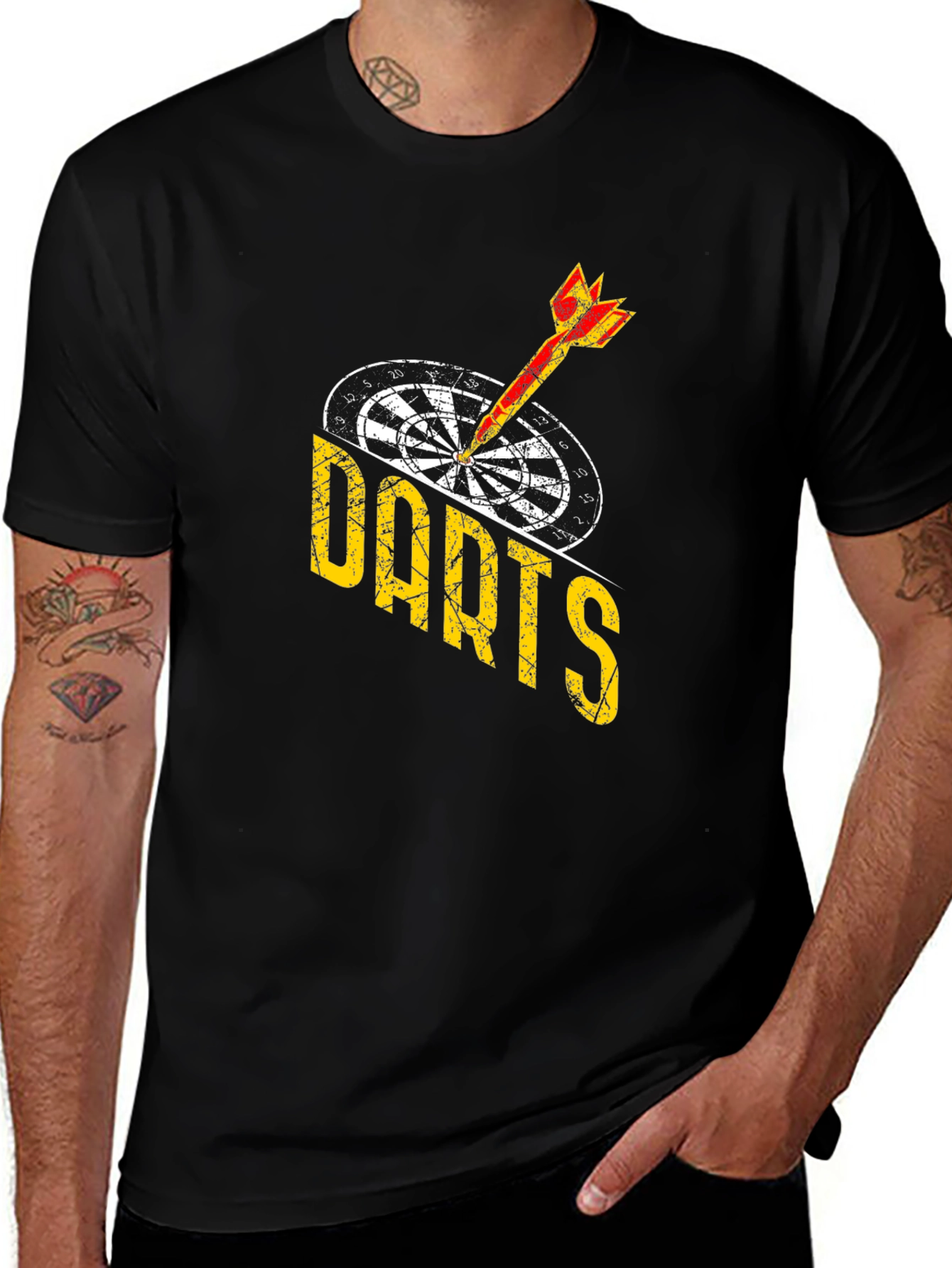 Variant 11 of Darts Graphic Tee - Black Cotton Casual Shirt