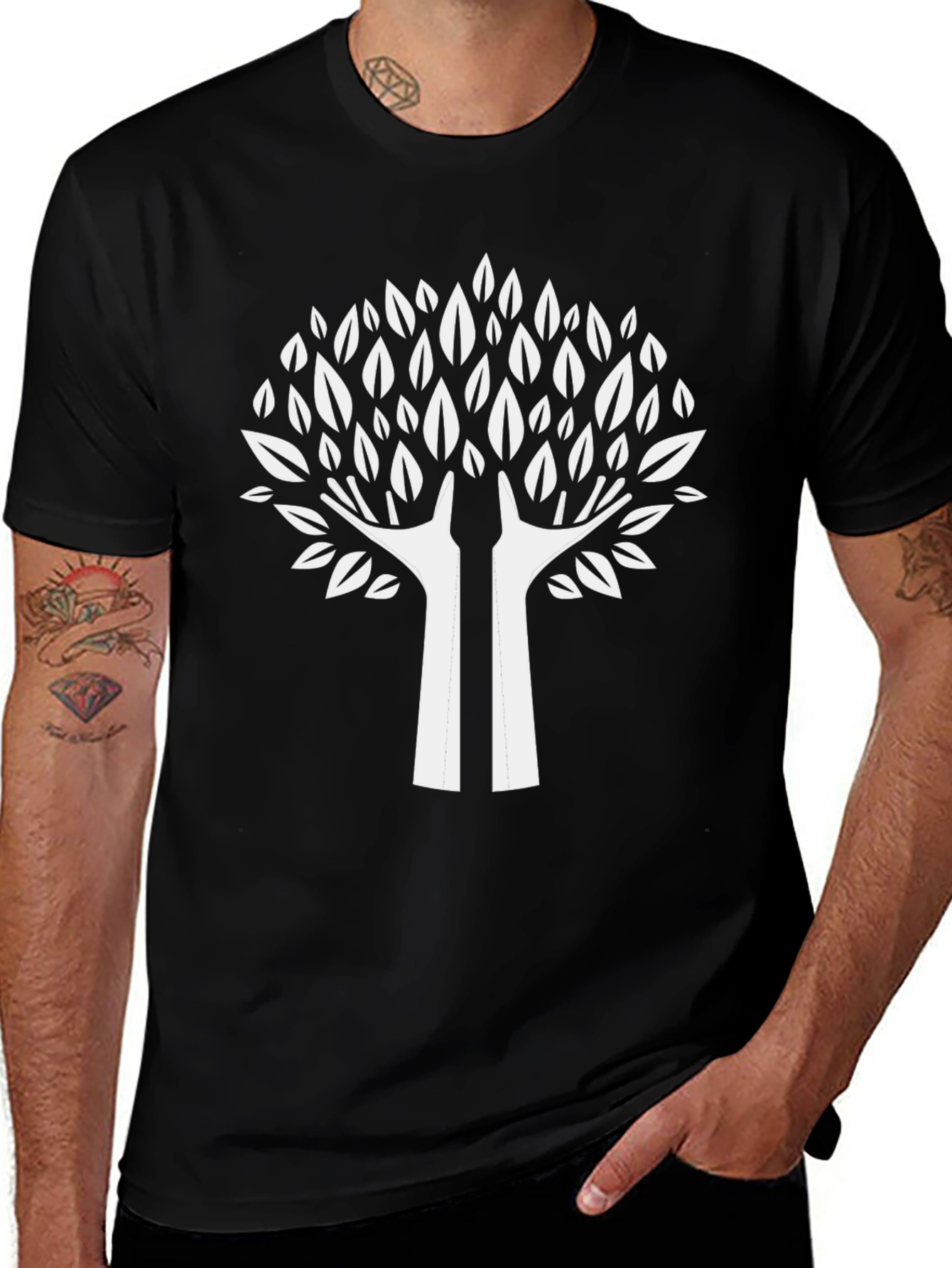 Nature's Embrace Tee: Black Tree Graphic T-Shirt