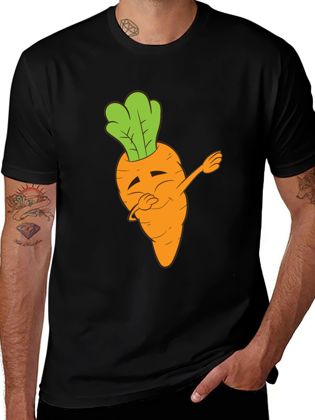 Variant 2 of Dabbing Carrot Black T-Shirt