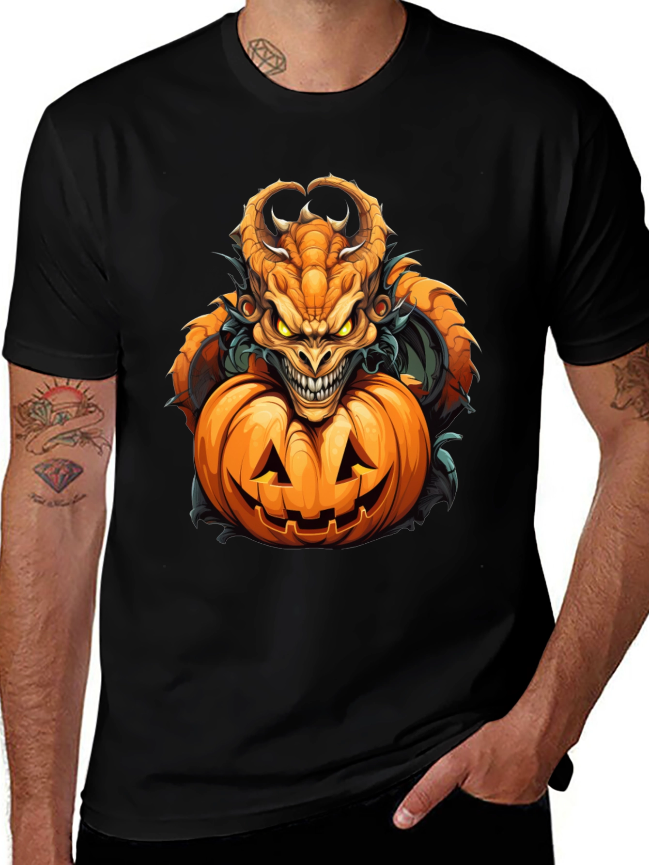 Monster Pumpkin Graphic Tee - Halloween Style