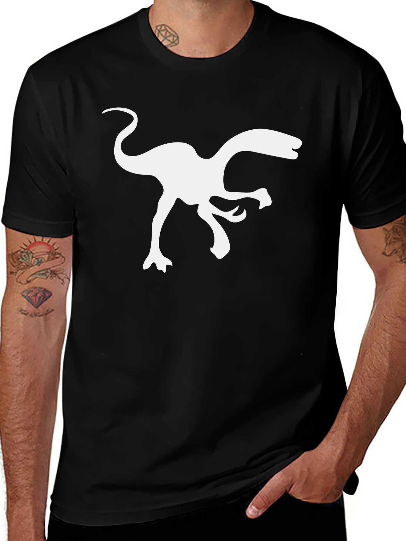 Variant 12 of Dino Silhouette Tee - Black Cotton T-Shirt