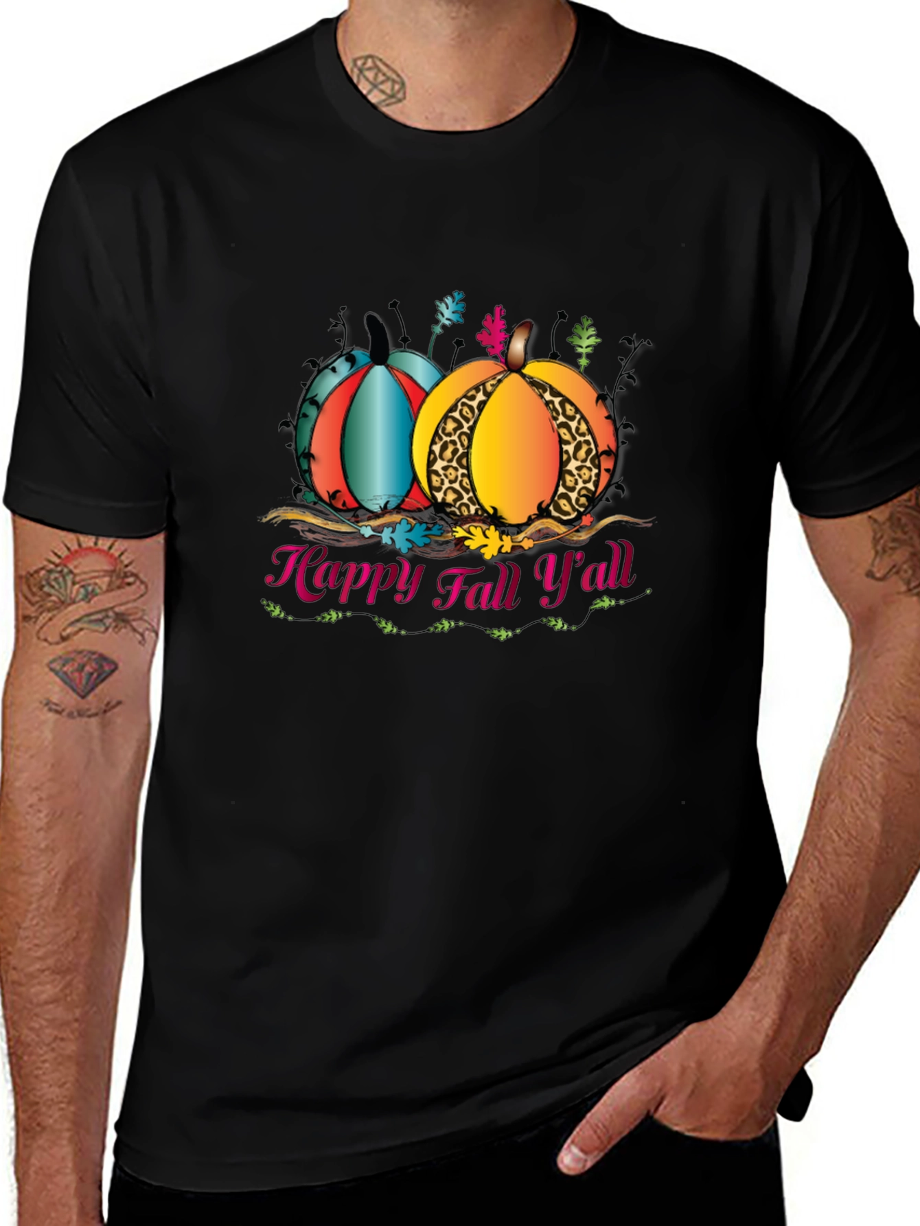 Variant 14 of Happy Fall Y'all Pumpkin Graphic T-Shirt