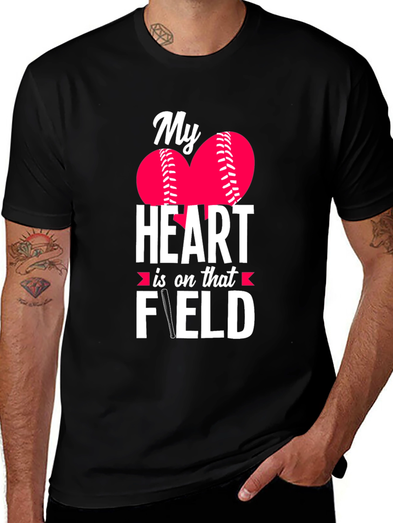 Variant 25 of My Heart is on that Field Baseball T-Shirt