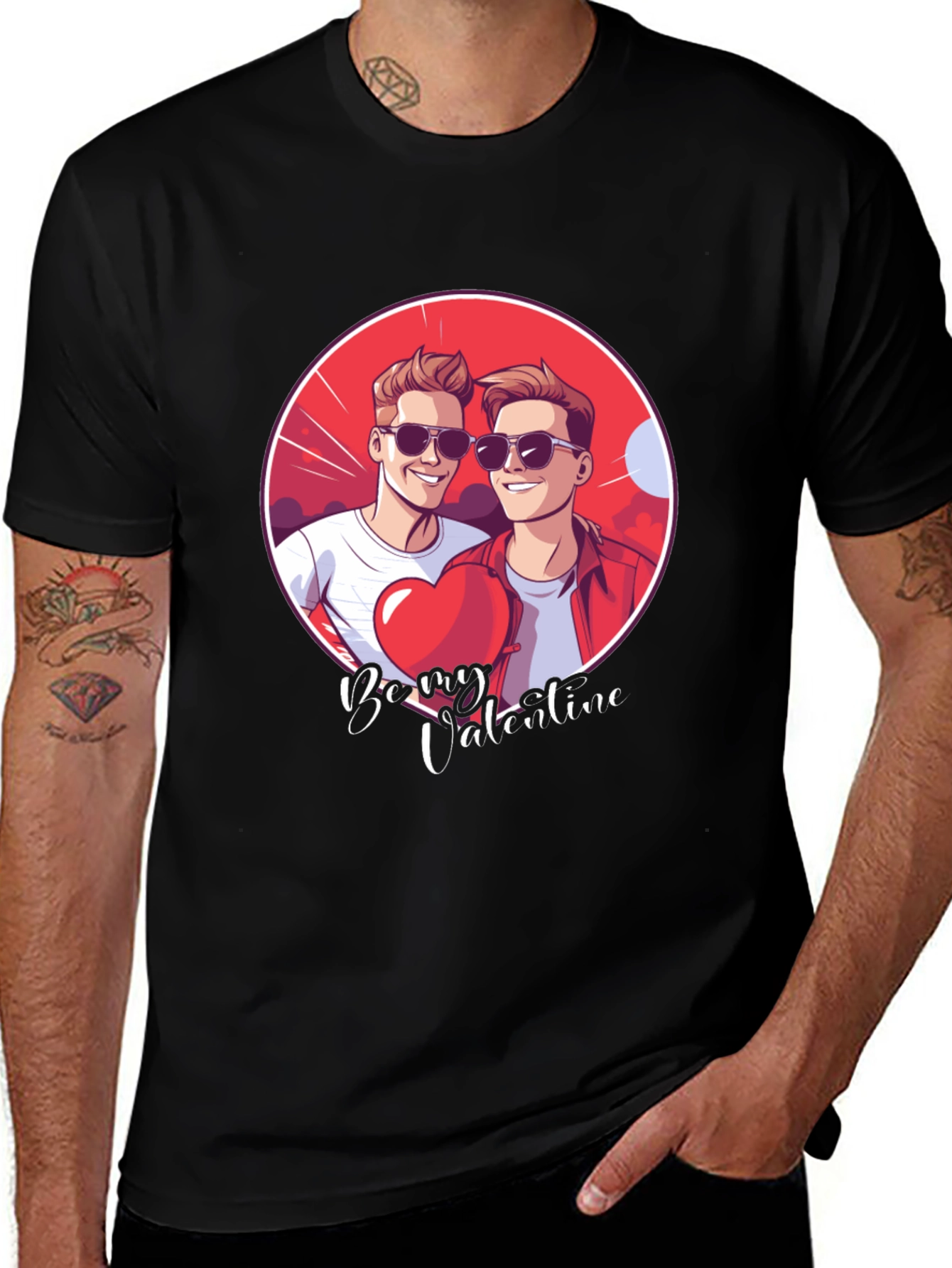 Variant 19 of Be My Valentine Graphic Tee - Men's Black T-Shirt