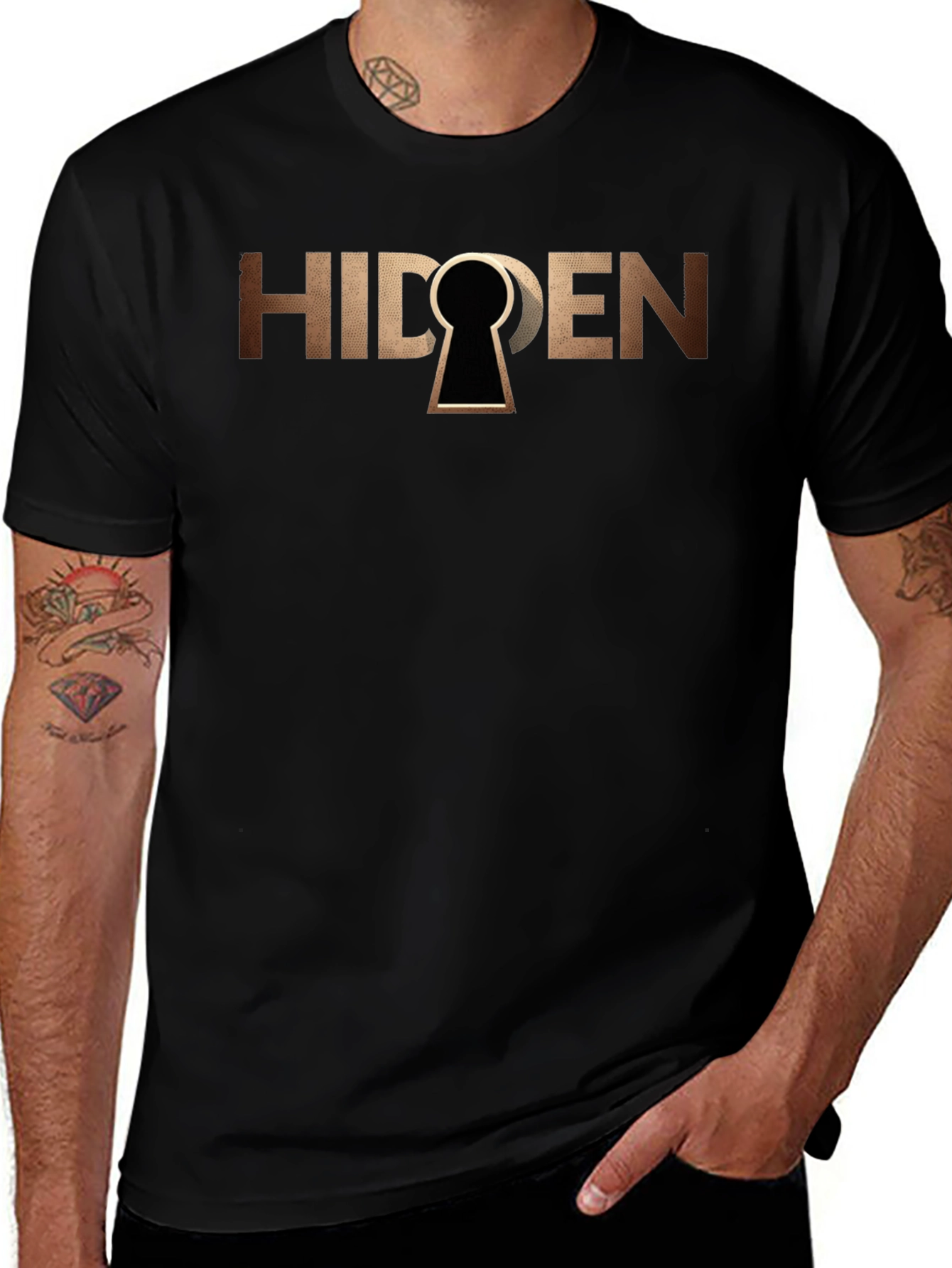Variant 18 of Hidden Keyhole Graphic T-Shirt - Black