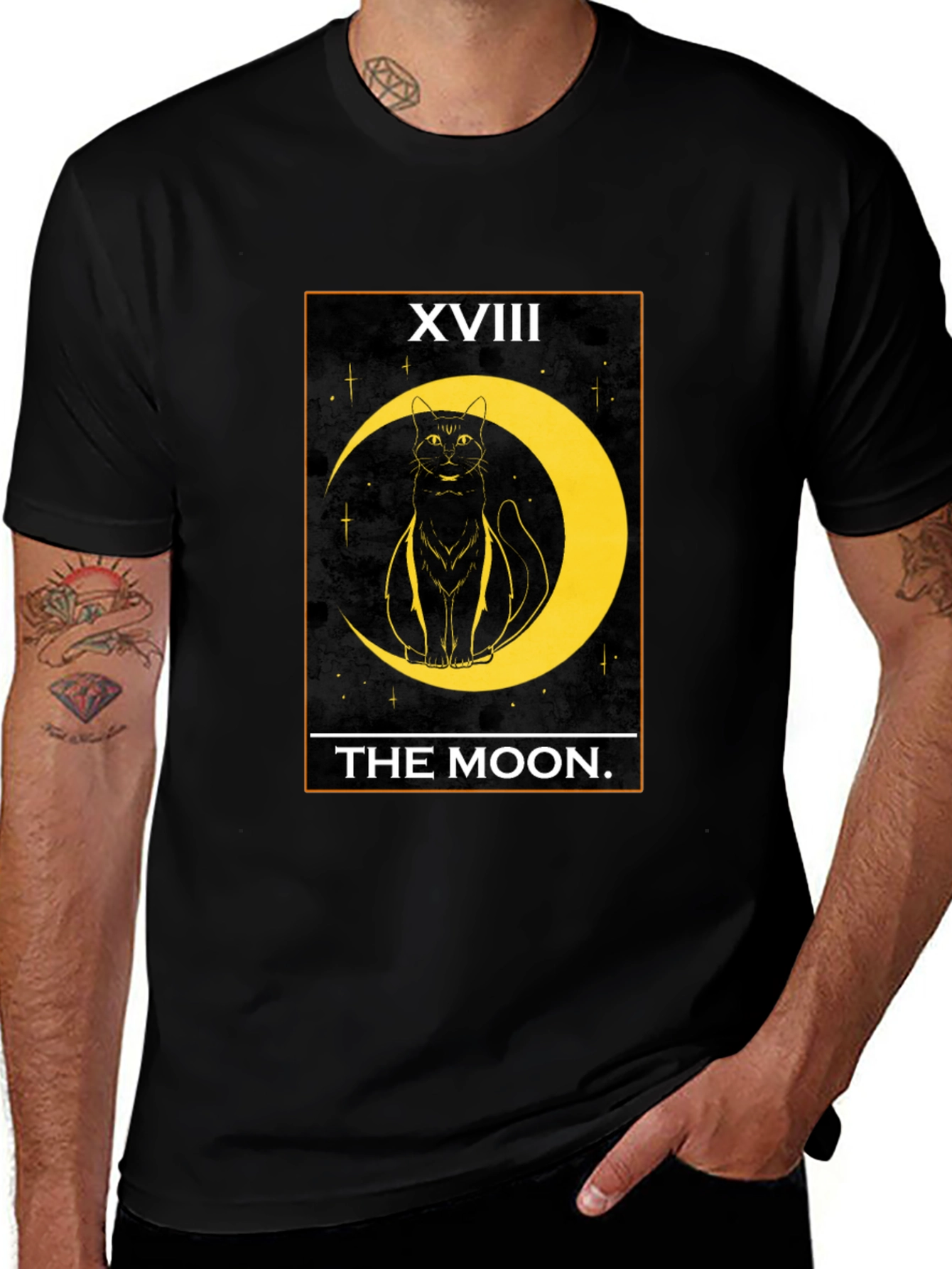 Variant 4 of The Moon Tarot Card Cat Graphic T-Shirt
