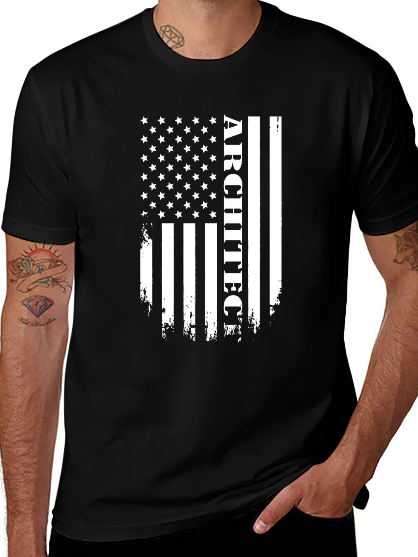 Black Architect American Flag T-Shirt main image