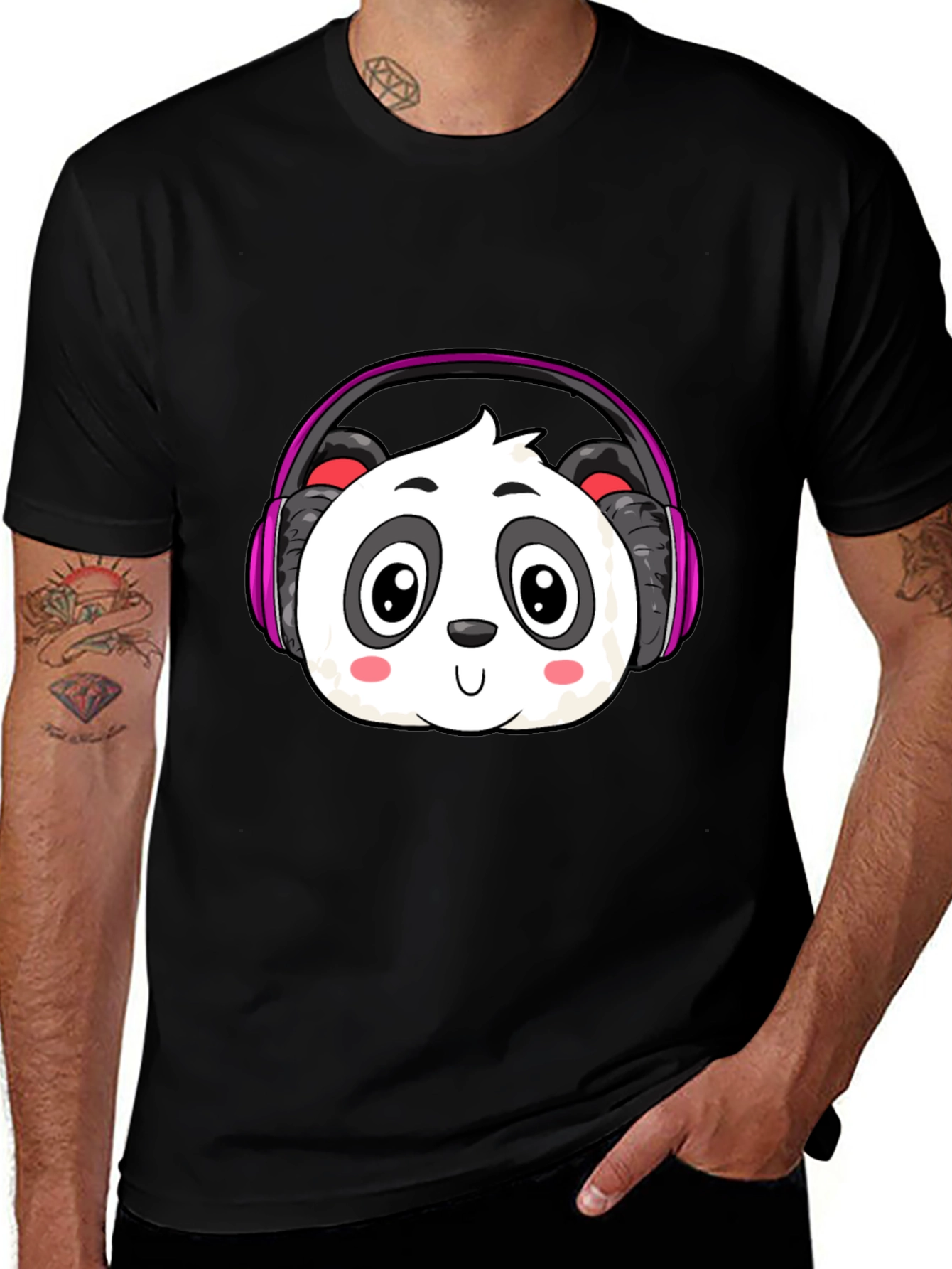 Variant 30 of Cute Panda Headphones Graphic T-Shirt