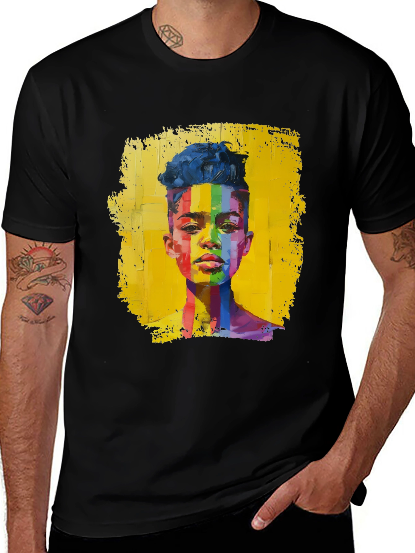 Variant 25 of Rainbow Portrait Graphic T-Shirt - Modern Artistic Tee