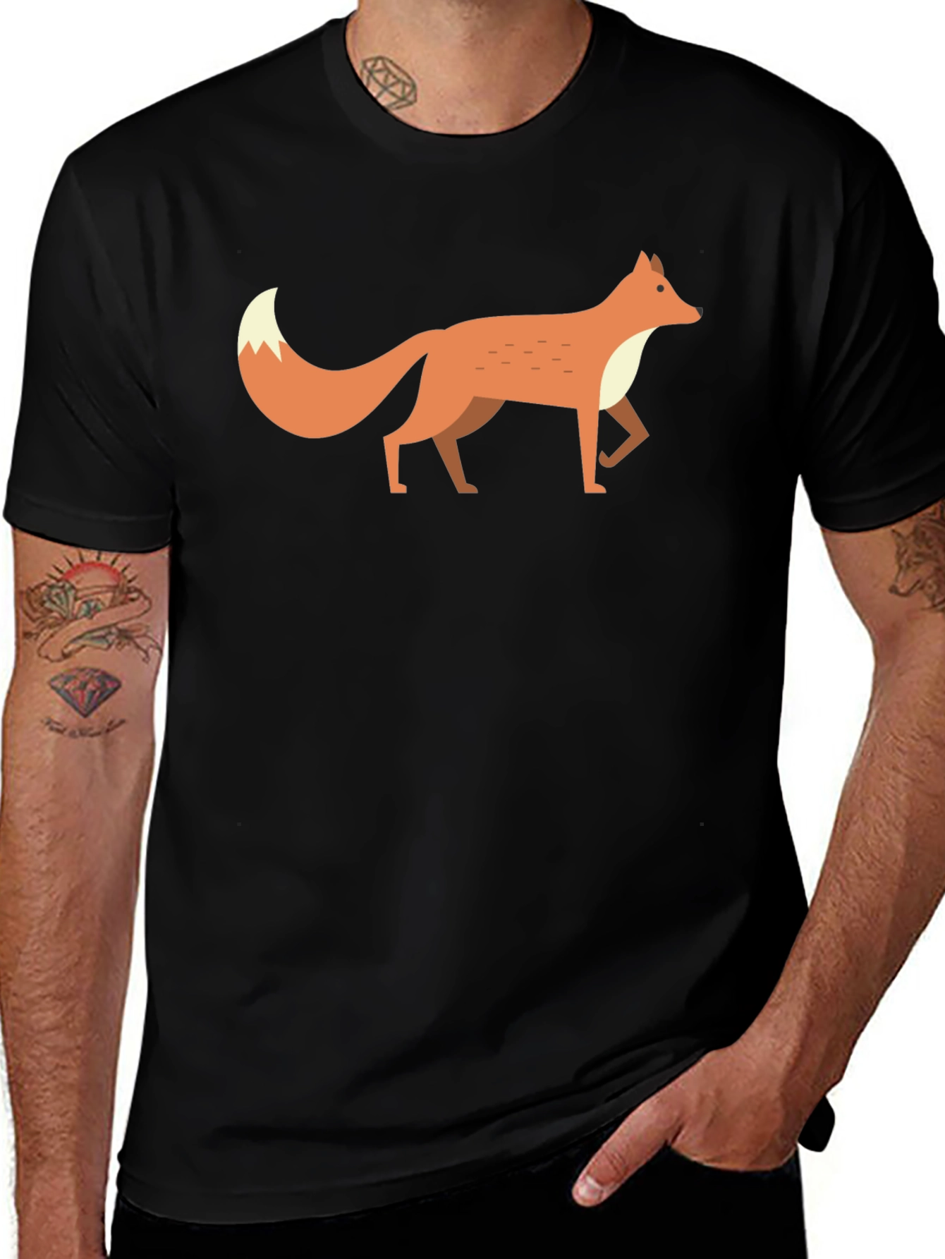 Variant 5 of Fox Graphic Tee -  Men's Black Cotton T-Shirt