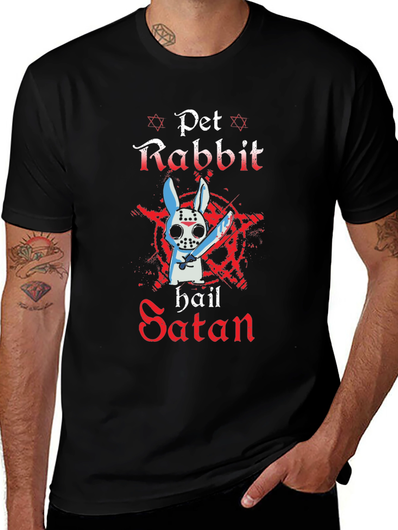 Variant 18 of Pet Rabbit Hail Satan T-Shirt