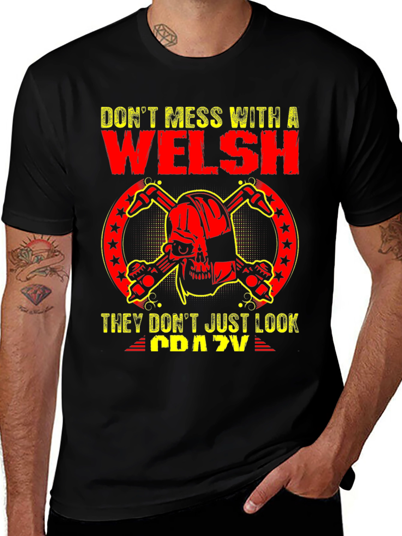 Welsh Crazy Skull Graphic T-Shirt