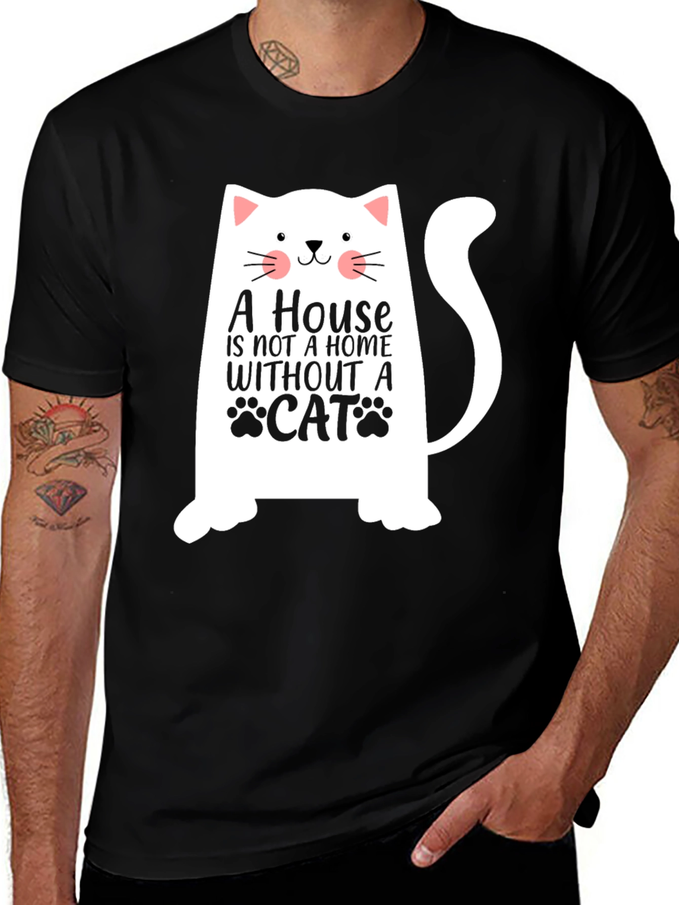 Variant 27 of Cat Lover Tee: A House Without a Cat T-Shirt