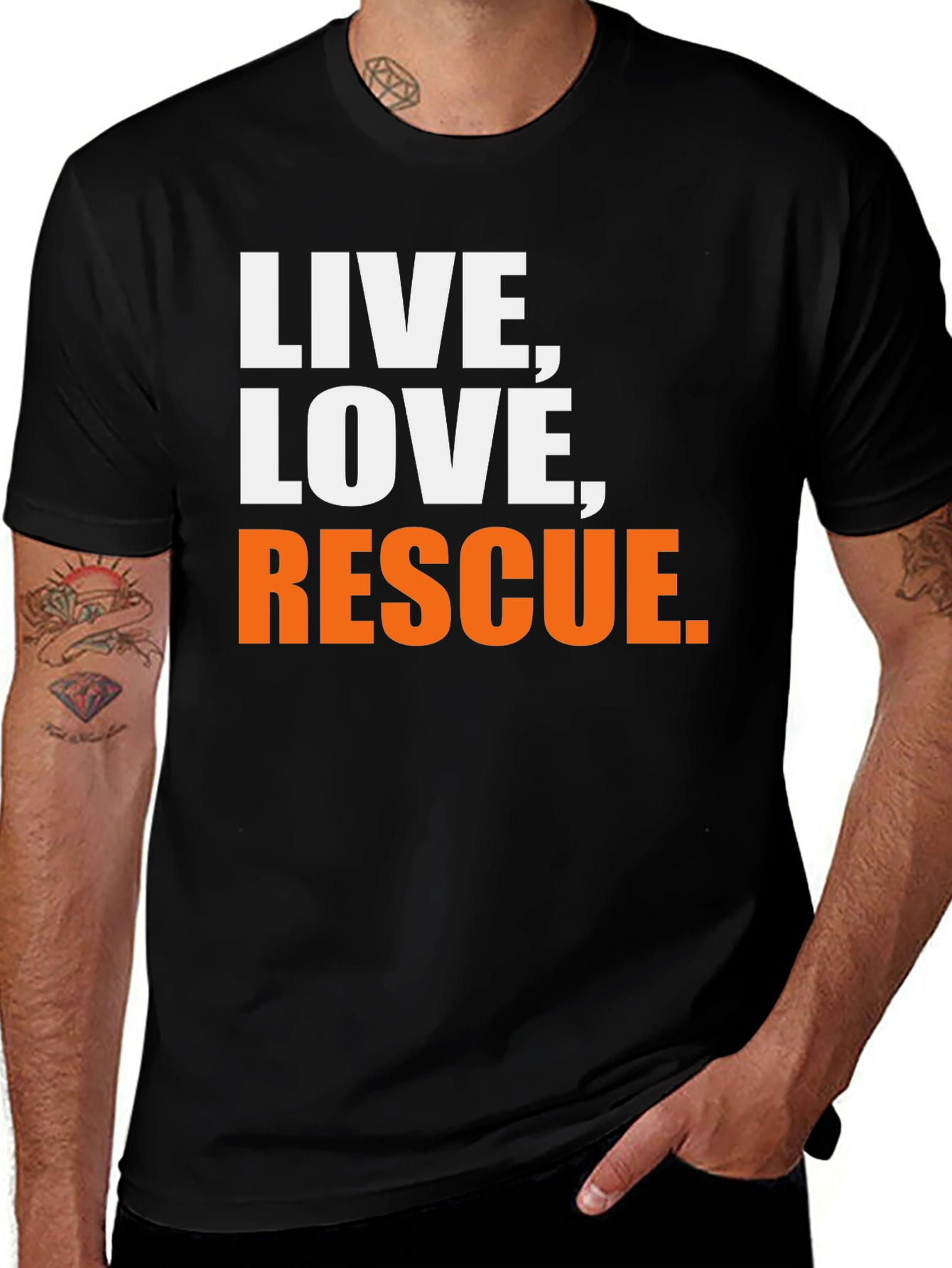 Variant 15 of Live, Love, Rescue Black T-Shirt